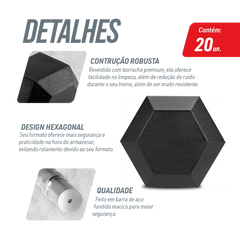 Kit Halteres Sextavados Emborrachados Pegada Cromada Envolst - Pares 1 a 10Kg