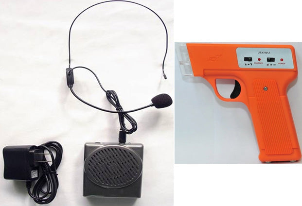 Pistola e disparador eletrônico para partida e amplificador portátil com microfone Jex