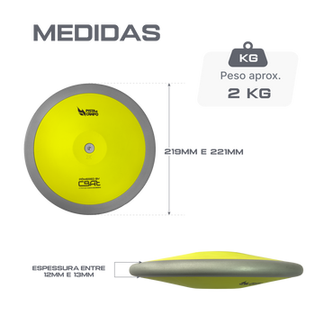 Disco de atletismo de aço e ABS 2Kg Powered by CBAt