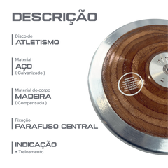 Disco de aço e madeira 2,5kg Pista e Campo