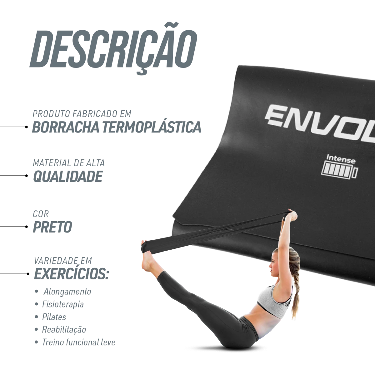 Faixa Elástica Band 1,50m Intensidade Force Envolst