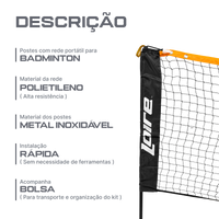 Postes com rede portátil para badminton e mini-tênis Loire