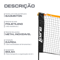 Postes com rede portátil para badminton e mini-tênis Loire