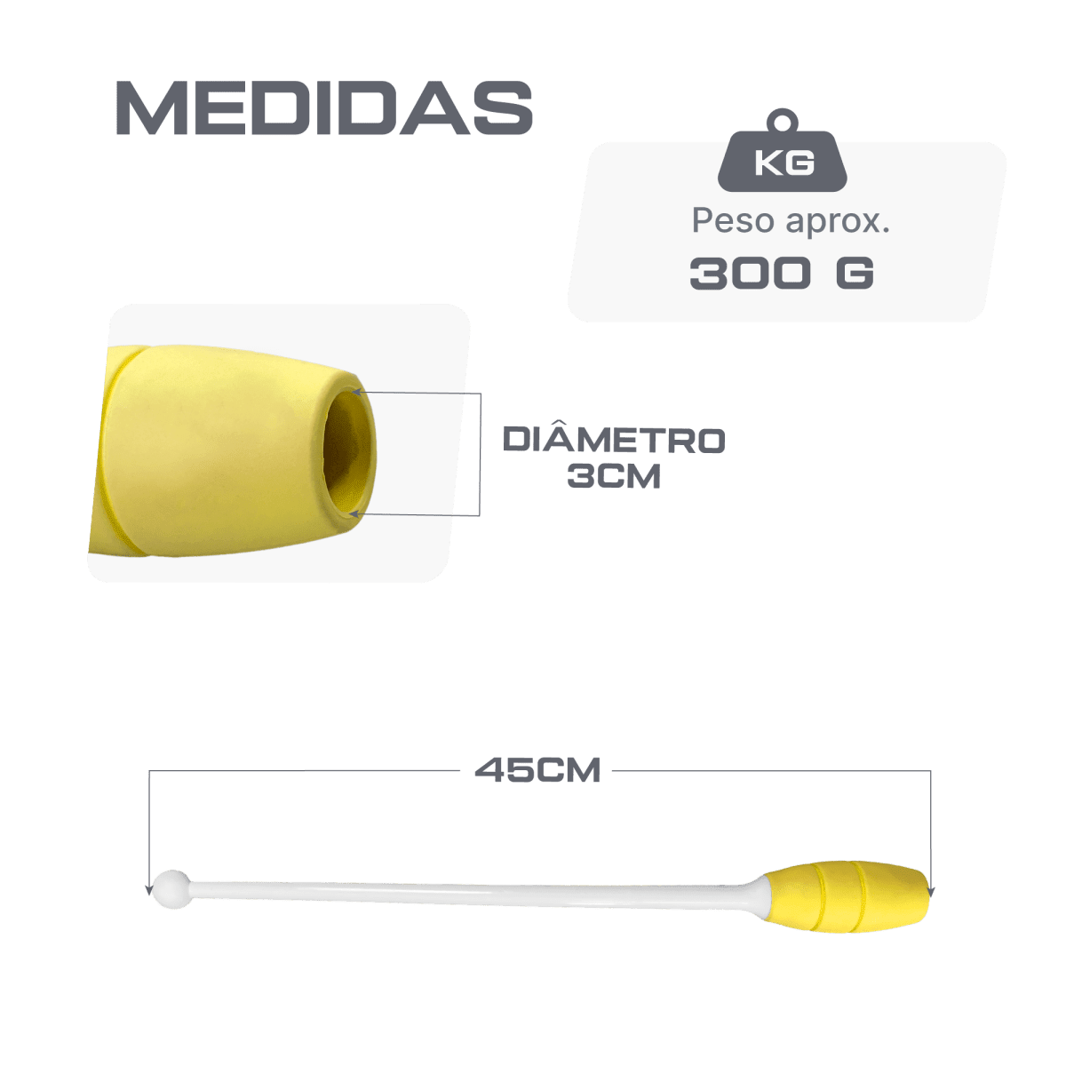 Maça oficial ginástica rítmica adulto 45cm conectável Pista e Campo - Preto e Laranja