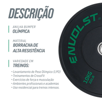 Anilha Olímpica Bumper para Crossfit e LPO 10Kg Envolst