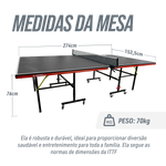 Mesa de tenis de mesa de aco e madeira preto com rede 6202-18MM