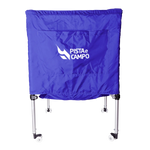 Carrinho para transporte e armazenagem de bolas dobrável retrátil com lona Pista e Campo Azul