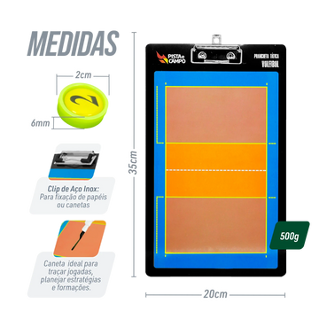 Prancheta Tática Magnética Vôlei Dupla Face Velden