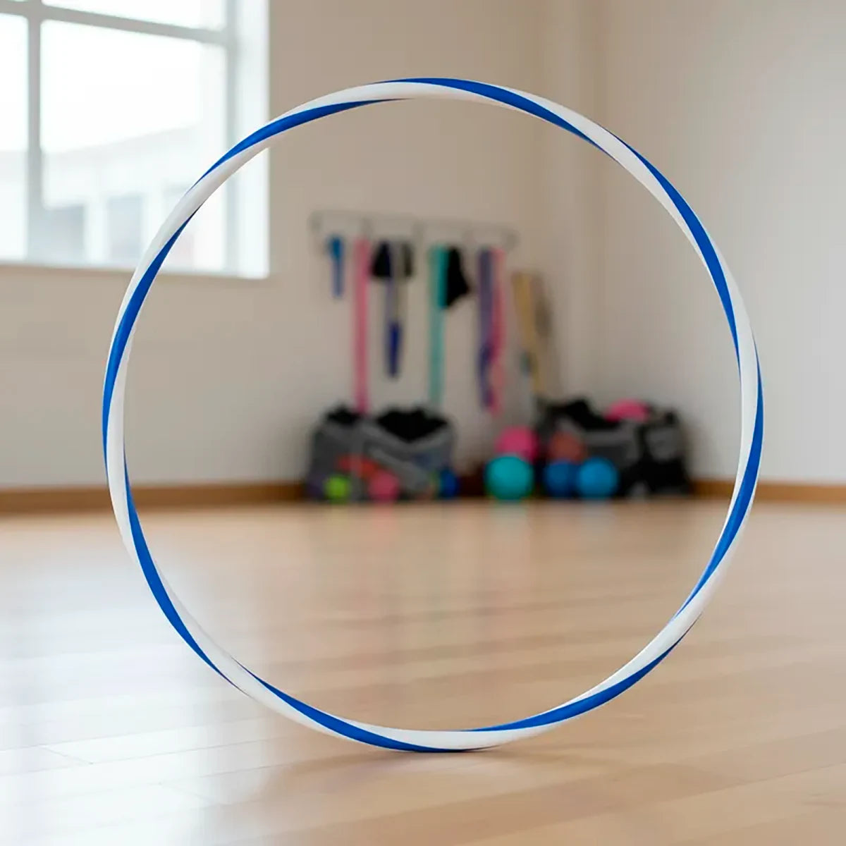 Arco de ginástica rítmica bambolê em espiral 90cm de diâmetro Gracios - Azul e Branco