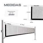 Rede oficial de voleibol com fio 2mm dimensões 9,75m (L) x 1,00m (A) com 04 faixas de vinil Velden