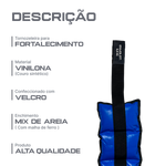 Tornozeleira caneleira em vinilona azul profissional 6kg Envolst - par