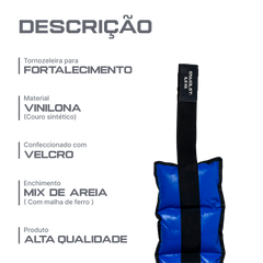 Tornozeleira caneleira em vinilona azul profissional 6kg Envolst - par