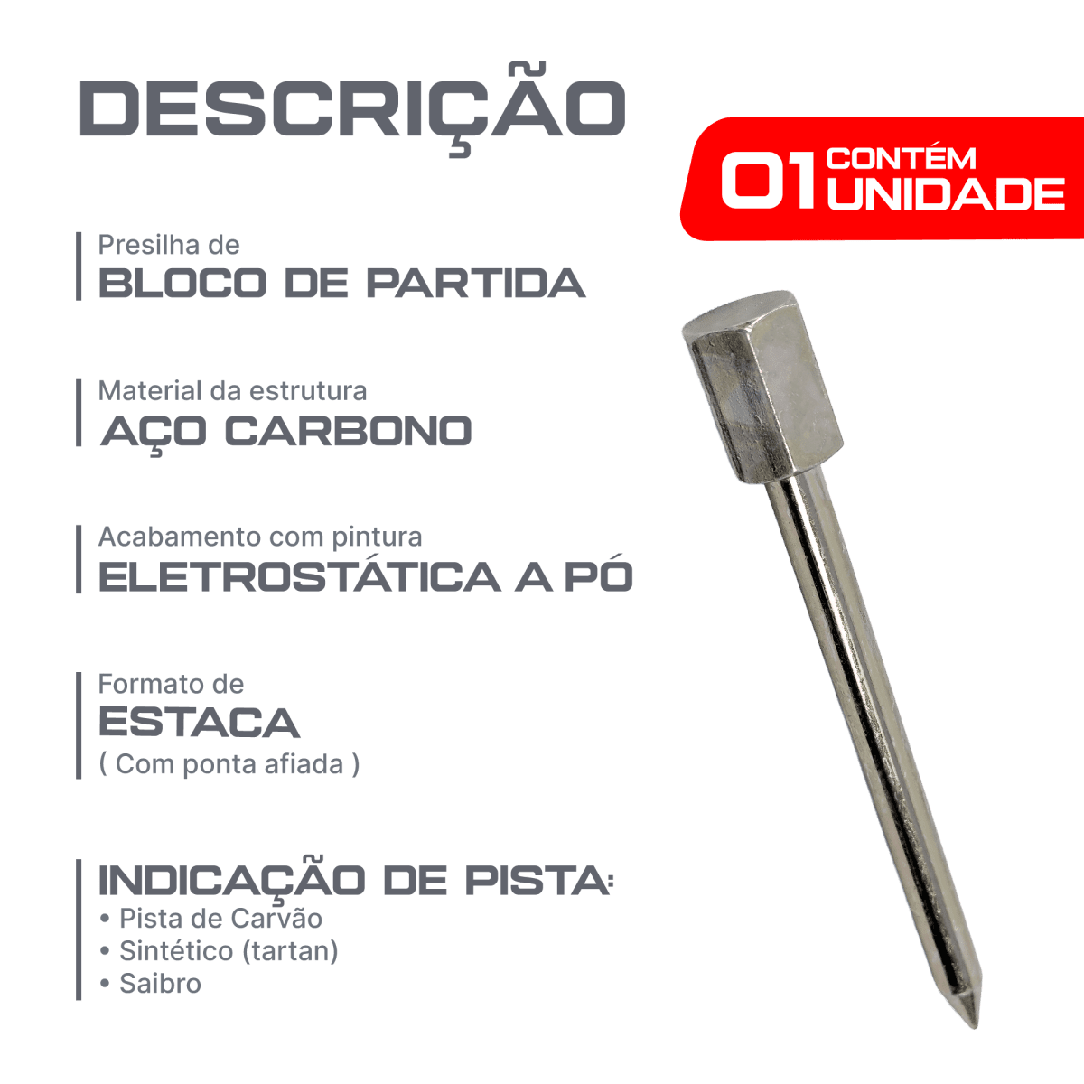 Presilha de aço para ancoragem de bloco de partida Pista e Campo