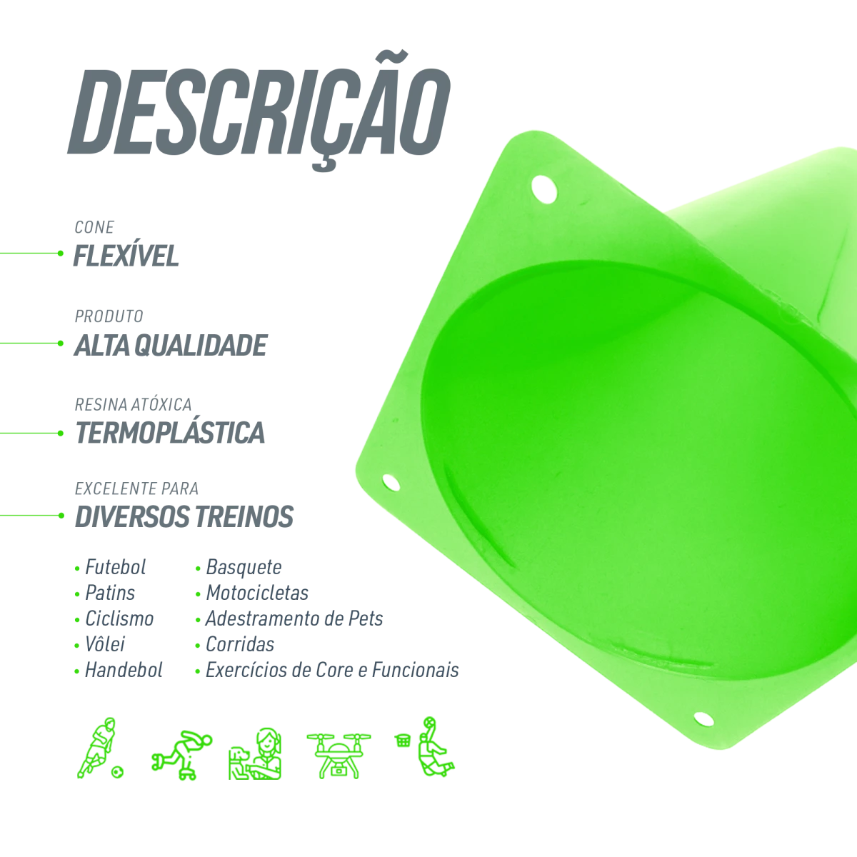 Cone de sinalização de plástico 23cm Velden - Verde