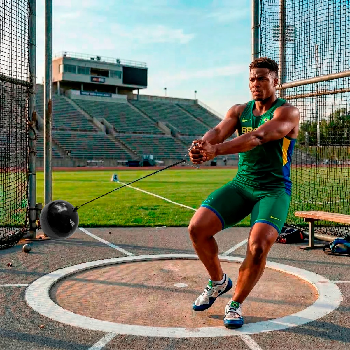 Martelo de atletismo de aço 7,26kg iniciante Pista e Campo - Powered by CBAt - com cabo e empunhadura