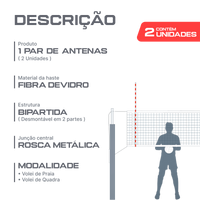 Antenas oficiais de voleibol de fibra de vidro rosqueáveis Velden