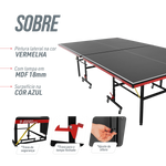 Mesa de tenis de mesa de aco e madeira preto com rede 6202-18MM