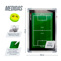 Quadro tático magnético de alumínio com acessórios 45x30 Pista e Campo - Futebol Society