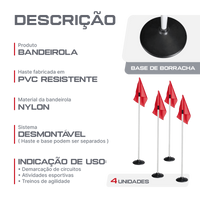 Bandeirola com haste branca e base redonda de borracha Velden - cnj com 4 und