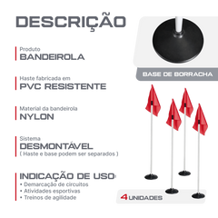 Bandeirola com haste branca e base redonda de borracha Velden - cnj com 4 und