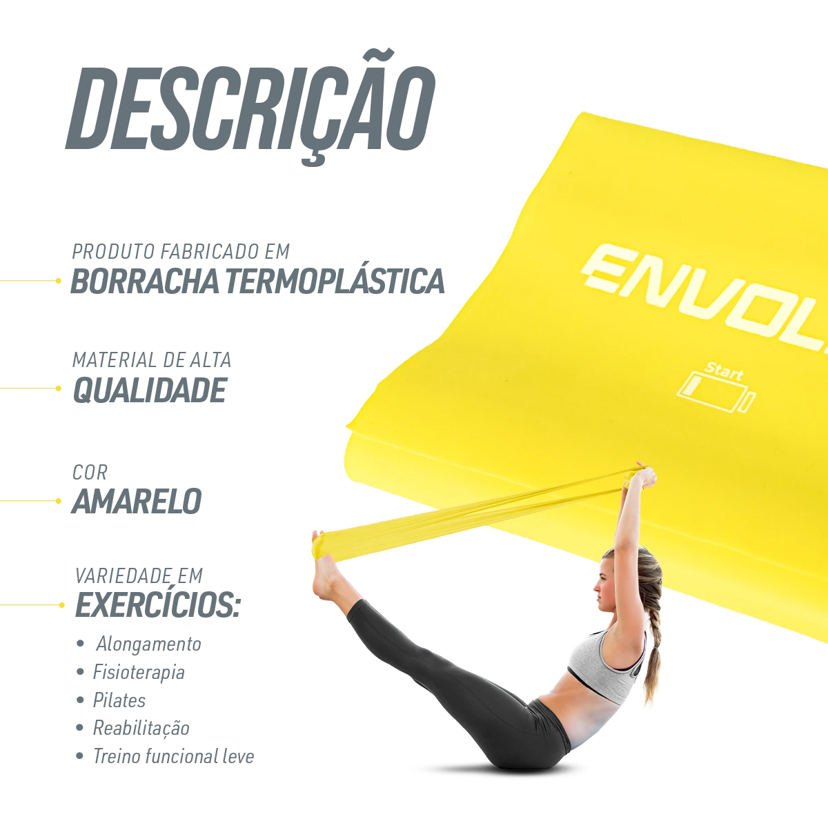 Faixa Elástica Band 1,50m Intensidade Start Envolst