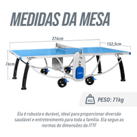 Mesa de tenis de mesa de aco e fibra ACP outdoor azul com rede S8022