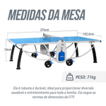 Mesa de tenis de mesa de aco e fibra ACP outdoor azul com rede S8022