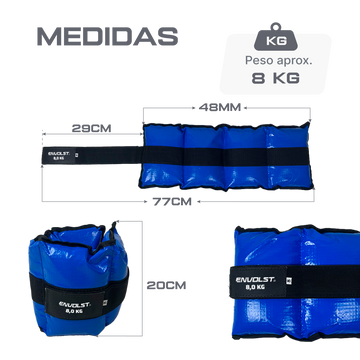 Tornozeleira caneleira em vinilona azul profissional 8kg Envolst - par
