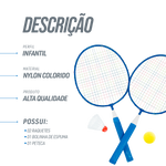 Kit de Badminton Infantil com 2 Raquetes, 1 Peteca e 1 Bola de Espuma Loire						