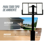 Poste fixo com tabela transparente, aro e rede de basquete oficial adulto premium Velden