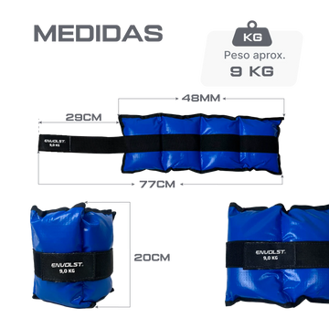 Caneleira Tornozeleira de Peso 9 kg Envolst – Par