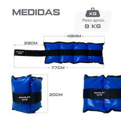 Tornozeleira caneleira em vinilona azul profissional 9kg Envolst - par