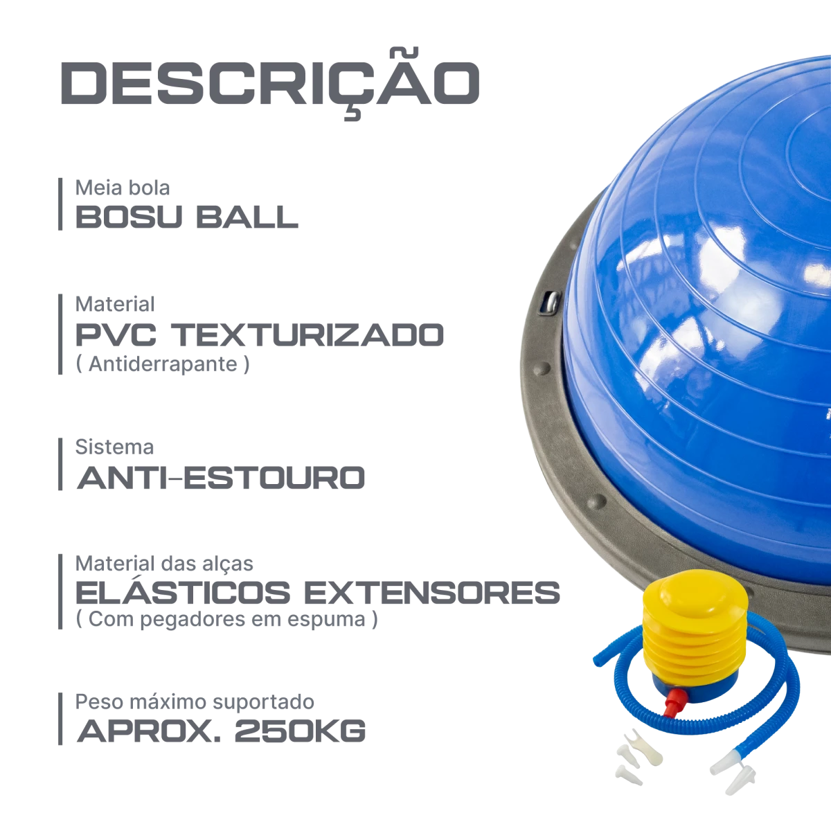 Meia Bola Bosu Ball com alças Pista e Campo