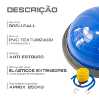 Meia Bola Bosu Ball com alças Pista e Campo