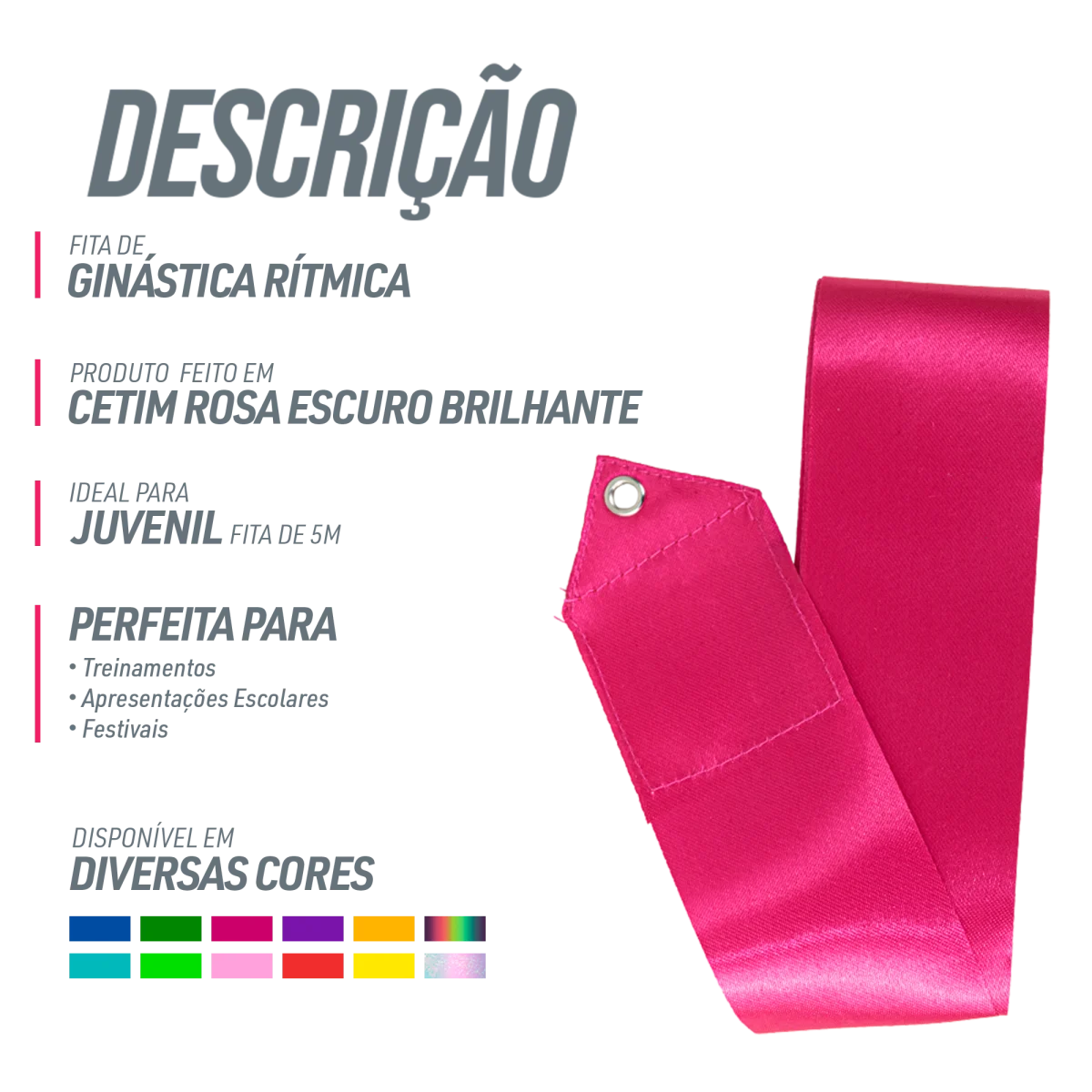 Fita Ginástica Rítmica Cetim 5m Gracios - Vermelho