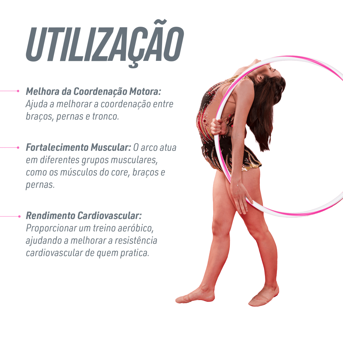 Arco de ginástica rítmica bambolê em espiral 90cm de diâmetro Gracios - Azul e Branco