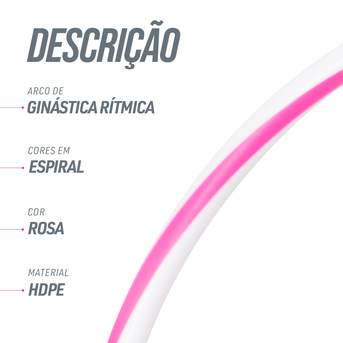 Arco de ginástica rítmica bambolê em espiral 60cm de diâmetro Gracios - Azul e Branco
