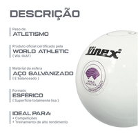 Peso de atletismo de aço 4,00kg 103mm Vinex - Certificado WA-IAAF