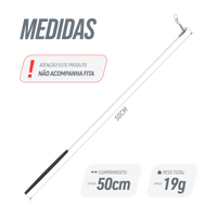  Estilete Ginástica Rítmica Fibra Vidro 50cm Branco Gracios - Empunhadura Preta