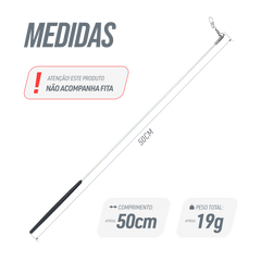  Estilete Ginástica Rítmica Fibra Vidro 50cm Branco Gracios - Empunhadura Preta
