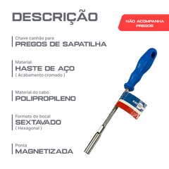 Chave canhão 6mm para pregos de sapatilha de atletismo com base hexagonal Rayco