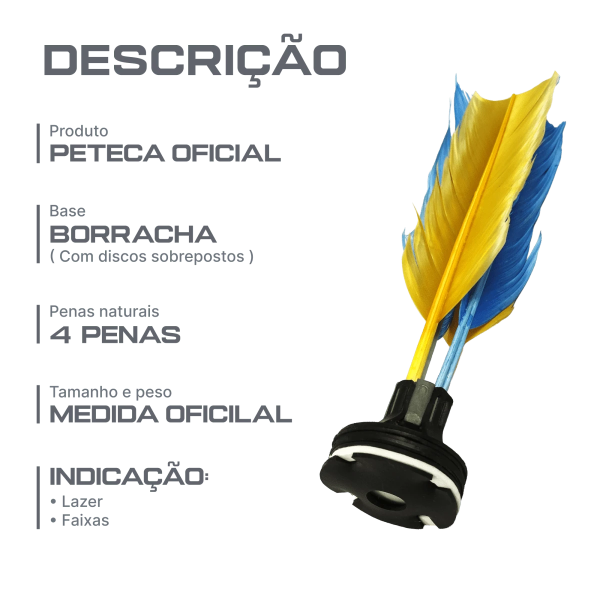 Peteca oficial com penas coloridas Velden