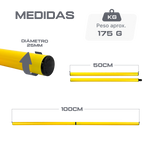 Bastão haste de PVC 1m desmontável em duas partes amarelo Velden
