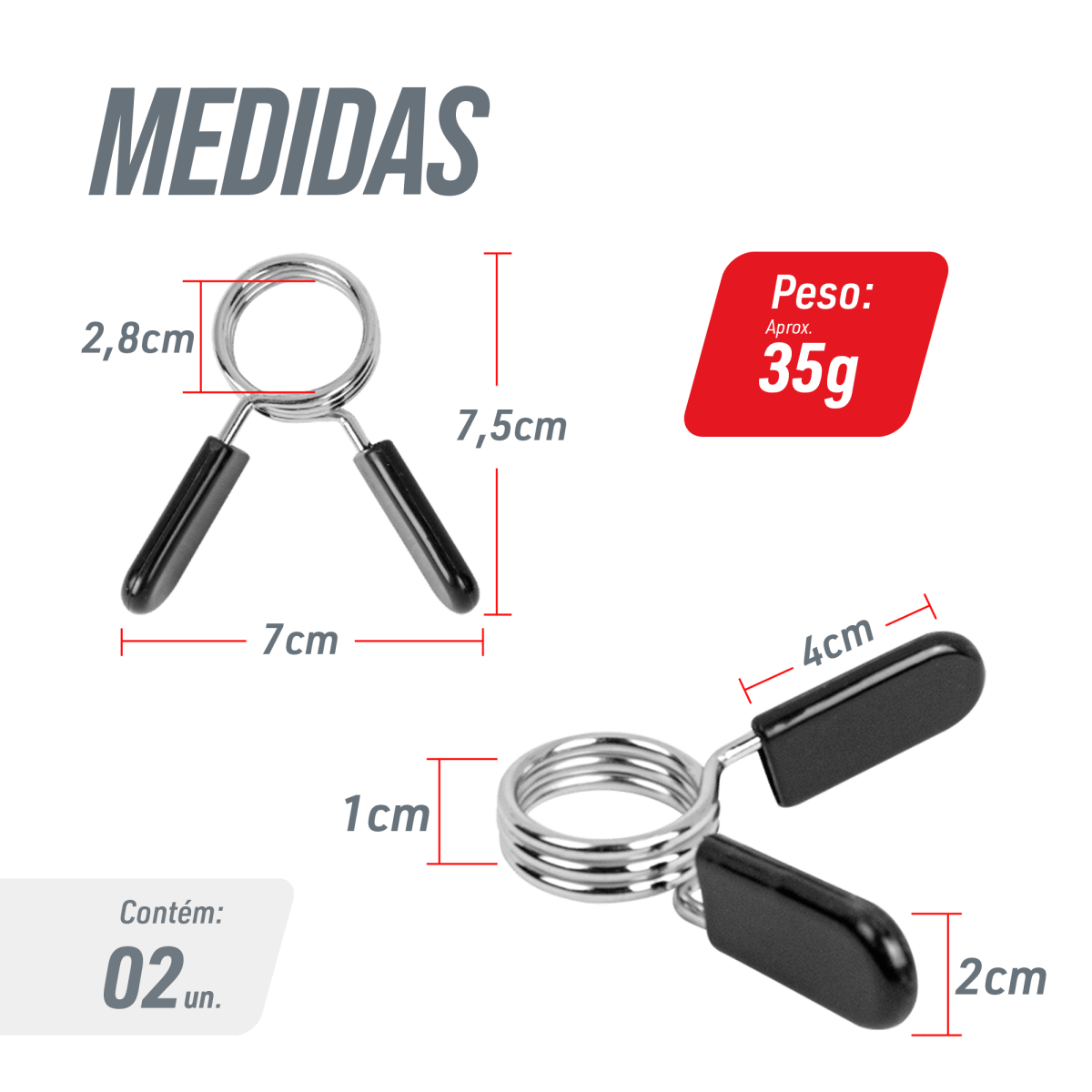 Par de Presilhas Grampo 28mm para Barra Musculação Envolst