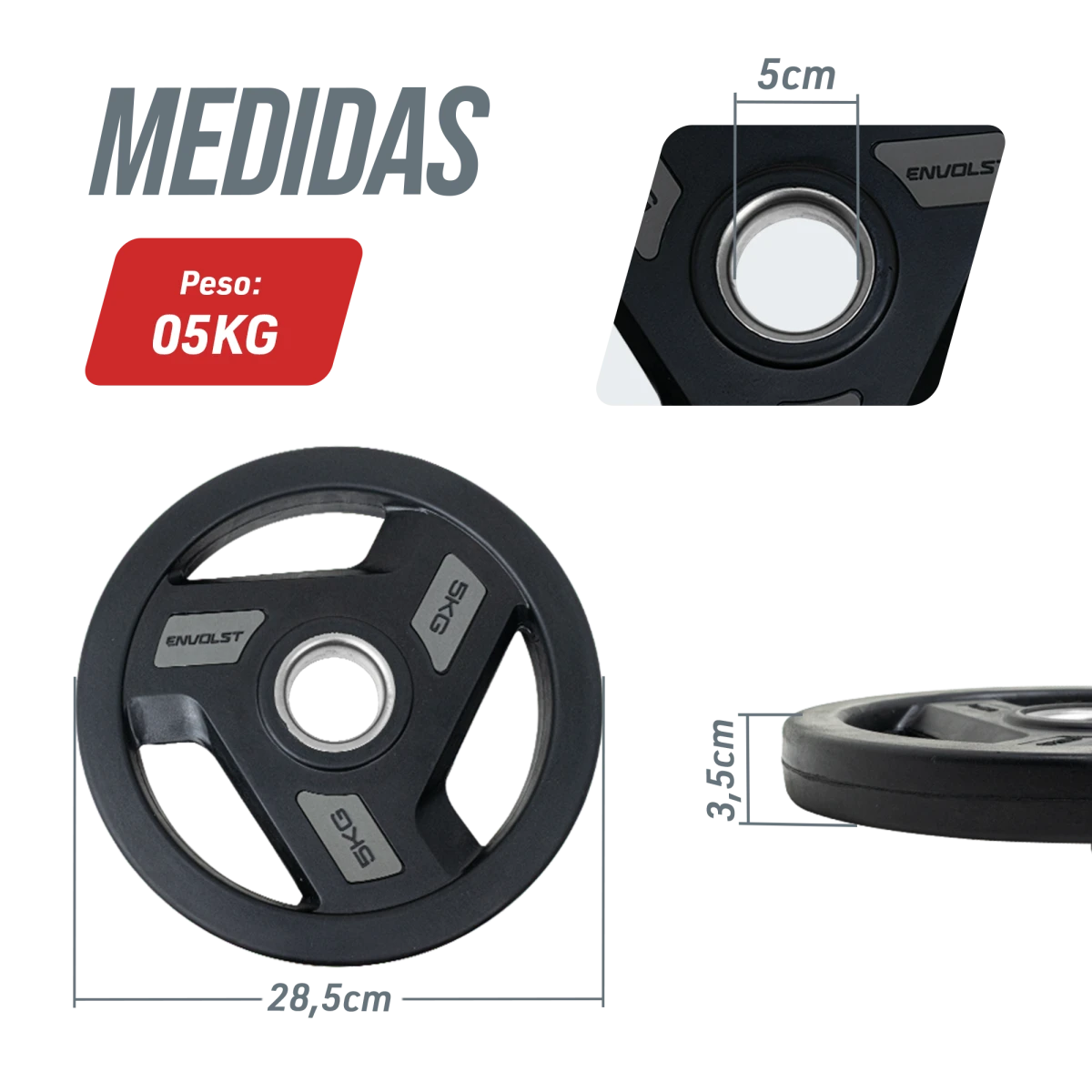 Anilha Olímpica com Anel de Metal 5Kg Envolst