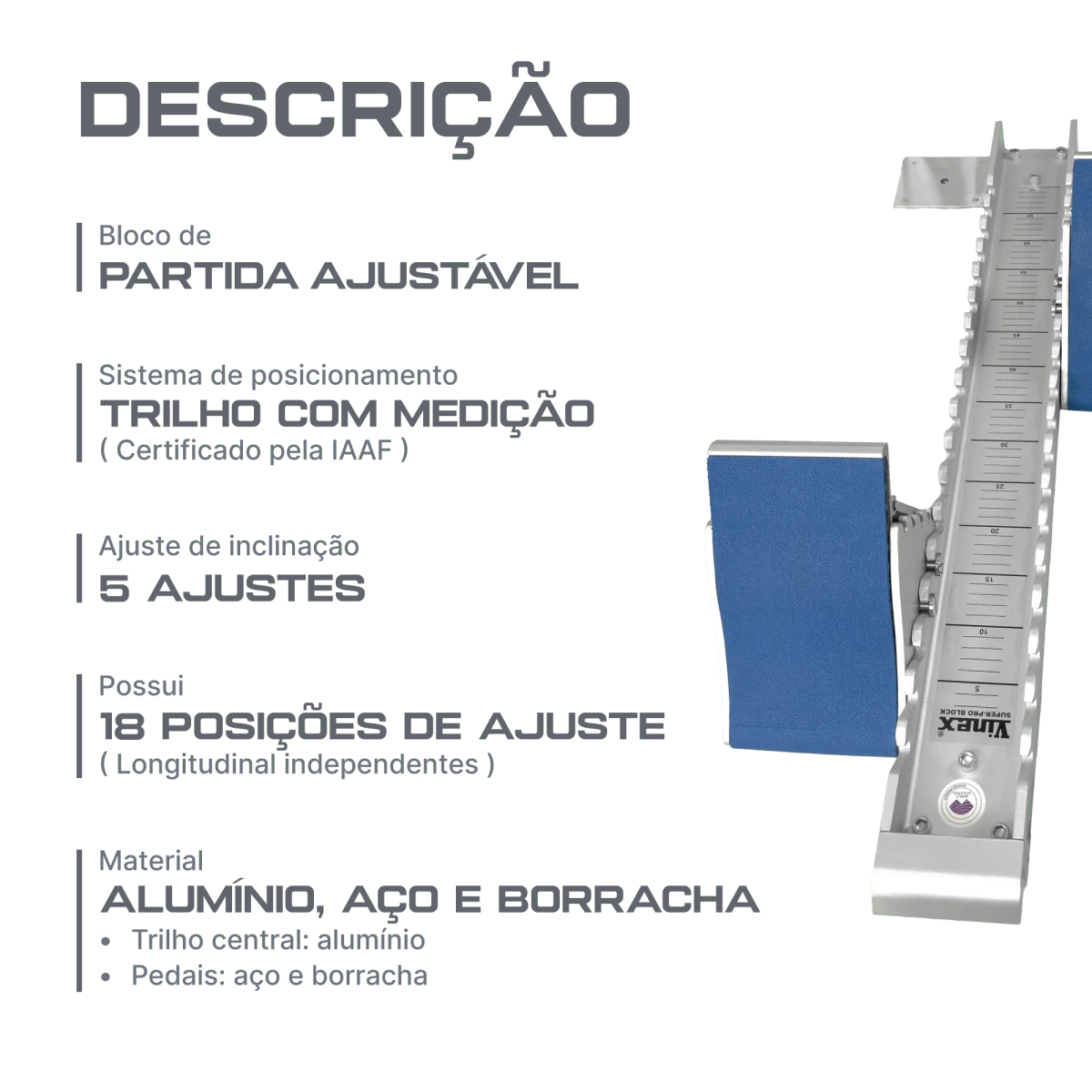 Bloco de Partida Alumínio Pro FX Pista e Campo (VSB-111)