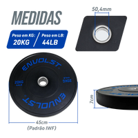 Anilha Olímpica Bumper para Crossfit e LPO 20Kg Envolst