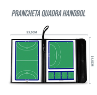 Prancheta tática magnética com caneta para treinamento de handebol Pista e Campo - Modelo pasta preta