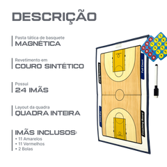 Prancheta tática magnética com caneta para treinamento de basquete Pista e Campo - Modelo pasta azul