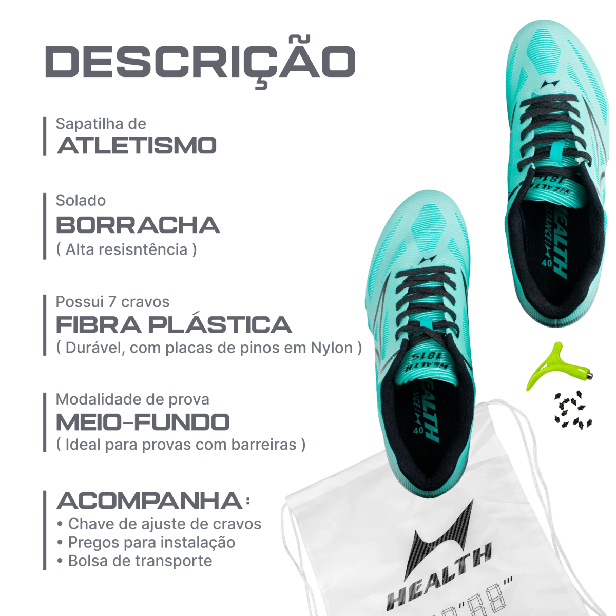 Sapatilha de atletismo para meio-fundo Health